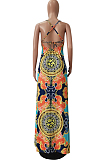 Euramerican Fashion Digital Printing Hang A Neck Big Pendulum Dress CM2123