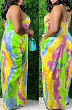 Women Summer Sling Tie Dye Print Loose Dress CM2118