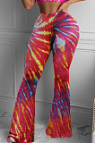 Sexy Casual Fashion Tight Flare Leg Pants Tie Dye Printing Long Pants YMM9037