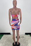 Euramerican Women Digital Printing Hang A Neck Sexy Dress ARM8263 