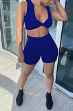 Yoga Knitting Jacquard Sport Pure Color Shorts Sets GLS8163
