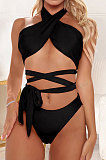 Sexy Halter Neck Cross Bind Two Pieces Swimsuits GL6372
