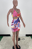 Euramerican Women Digital Printing Hang A Neck Sexy Dress ARM8263 