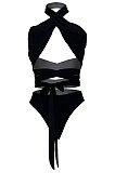 Sexy Halter Neck Cross Bind Two Pieces Swimsuits GL6372