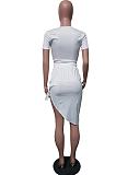 Fashion Pure Color Bind Short Skirt Two-Piece JH227