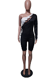 Fashion Sexy Women Bind Contrast Color Single Sleeve Jumpsuits JH231 