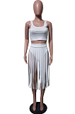 Euramerican Fashion Women Pure Color Vest Tasses Dress Sets JH236