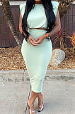 Sleeveless T Shirts Fashion Slim Dress Casual Solid Color Skirt Sets RMH8912
