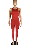 Casual Women Sleeveless Pure Color Bodycon Jumpsuits LL6318
