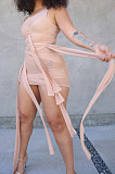Sleeveless Club Bodycon Sexy Perspective Bandage Mini Dress RMH8901