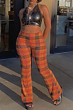 Trendy Pure Color Casual Plaid Bell Bottoms MLD5020