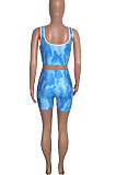 Fashion Sexy Printing Pure Color Vest Shorts Sets QQX1208