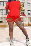 Fashion Women Pure Color Hole Sport Shorts Sets AYM5005