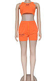 Sexy Women Navel Exposure Sleeveless Vest Trendy Shorts Sets CYC741