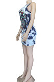 Sexy Cultivate One’s Morality Temperament Package Buttocks Printing Set Head Pit Bar Sleeveless Mini Dress CYC747