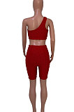 One Shoulder Pineapple cloth Yoga Casual Sport Shorts Sets Q799