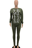 Loose At Home Casual Long Sleeve Letter Printing Pants Sets AMW8242