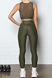 Yoga Suits Net Yarn Spliced Pineapple Cloth Sport Pants Sets Q796