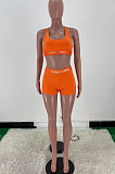 Euramerican Women Letter Print Vest Shorts Sport Two-Piece ARM8275