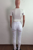 Fashion Hole High Waist Cultivate One's Morality Jeans LA3266