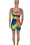 Pineapple Cloth Yoga Suit Casual Gallus Sports Tie Dye Shorts Sets Q818