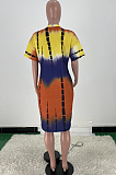 Casual Tie Dye Print Loose V Neck Dress ARM8270