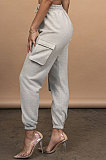 Casual Pure Color Pocket Knotted Strap Long Pants Soprt Vest Two-pieces QLY95013