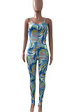 Printing Tight Gallus Backless Sexy Bodycon Jumpsuits NK239