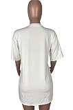 Pure Color Short Sleeve English Printing Long T Shirts MOL159