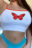 Butterfly Printing Elastic Fabrics Sexy Condole Belt Vest Crop Tops MOL157