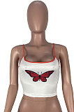 Butterfly Printing Elastic Fabrics Sexy Condole Belt Vest Crop Tops MOL157