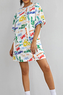 Summer Graffiti Print Casual Loose Dress QL1007