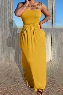 Fashion Sexy Bandeau Bra Loose Pure Color Long Dress KSN8083