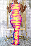 Sping Summer Fashion Tie Dye Print Dress JG041
