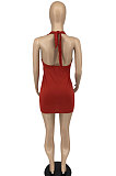 Backless Colpus Drawsting Bowknot Pure Color Sexy Mini Dress AFM2021