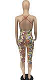 Printing Condole Belt Backless Trendy Casual Jumpsuits AFM2010