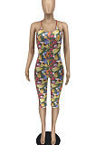 Printing Condole Belt Backless Trendy Casual Jumpsuits AFM2010