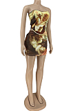 Personality Oil Painting Print Skirt Two-Piece LY028 