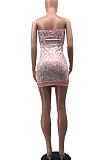Sexy Club Fashion Printing Bandeau Bra Package Buttocks Mini Dress MQX2322