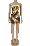 Personality Oil Painting Print Skirt Two-Piece LY028 
