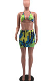 Bikini Sexy Trendy Printing Bind Package Buttocks Short Skirt Two Pieces Swimsuits MQX2337