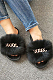 Furry Slippers with Chain Detail