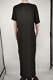 Fashion Short Sleeve Hem Open Fork Deep V Loose Long Dress X9300