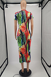 Fashion Tie Dye Print Round Neck Dress YM184