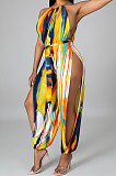 Women Condole Belt Sexy Open Fork Bodycon Jumpsuits （Contain Waist Knotted Strap）GHH036