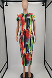 Fashion Tie Dye Print Round Neck Dress YM184