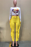 Summer Agaric Edge Candy Color Casual Long Pants D8444