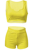 Women Pure Color Vest Sport Casual Shorts Sets NK242