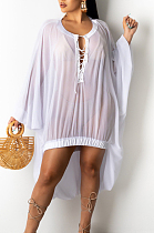 Fashion Casual Net Yarn Perspective Beach Blouse SY8807