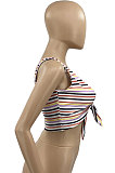 Colorful Stripe Sexy Bind Vest Crop Tops AD0502